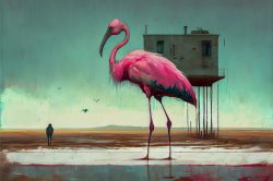 suburban-surrealism-pink-flamingo-standing-in-the-middle-of-nowhere-3