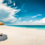 umbrella-and-chair-on-the-beach-with-sea-and-sky-background