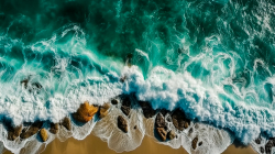 aerial-view-of-beautiful-beach-with-waves-crashing-on-the-sand