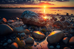 sunset-on-the-sea-stones-shore-2