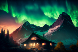 photo-of-the-northern-lights-with-a-small-cabin-solar-panels-on-the-roofn-in-the-background-mountain-scene