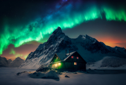 photo-of-the-northern-lights-with-a-small-cabin-solar-panels-on-the-roofn-in-the-background-mountain-scene-3