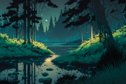 swamp-landscape-at-night-redwood-trees-10