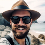 portrait-of-a-smiling-man-in-hat-and-sunglasses-on-the-beach