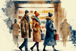 winter-shopping-with-people-and-lifestyle-activities-in-colors-festive-shopping-watercolor-illustration