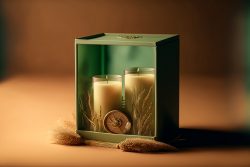 plain-light-brown-background-green-candle-on-box-2-spa-candles-set-in-glass