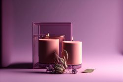 plain-lilac-background-pink-candle-on-box-2-candles-set-in-glass-pink-and-lilac-wax-6