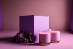 plain-lilac-background-pink-candle-on-box-2-candles-set-in-glass-pink-and-lilac-wax-3