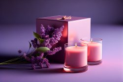 plain-lilac-background-pink-candle-on-box-2-candles-set-in-glass-pink-and-lilac-wax-2