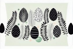 vector-simple-easter-eggs-composition-hand-drawn-black-on-white-background-decorative-horizontal-stripe-from-eggs-with-leaves-and-watercolor-3