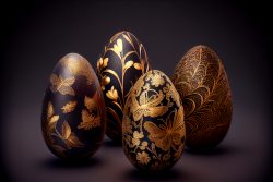 luxury-easter-eggs-with-different-patterns-in-gold-standing-on-a-dark-textured-background-4