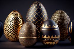 luxury-easter-eggs-with-different-patterns-in-gold-standing-on-a-dark-textured-background-6
