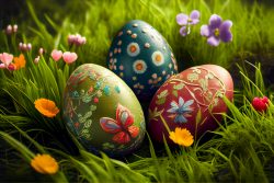 decorated-easter-eggs-on-a-green-meadow-2