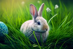 easter-bunny-rabbit-easter-painted-eggsin-the-green-grass-and-meadows-background