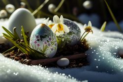 easter-eggs-in-the-snow-with-blooming-snowdrops-in-the-sunshine-2