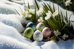 easter-eggs-in-the-snow-with-blooming-snowdrops-in-the-sunshine-3