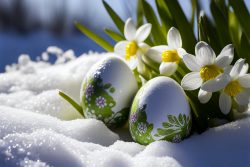 easter-eggs-in-the-snow-with-blooming-snowdrops-in-the-sunshine-4