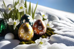 easter-eggs-in-the-snow-with-blooming-snowdrops-in-the-sunshine-5