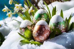 easter-eggs-in-the-snow-with-blooming-snowdrops-in-the-sunshine-6