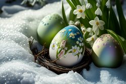 easter-eggs-in-the-snow-with-blooming-snowdrops-in-the-sunshine-7