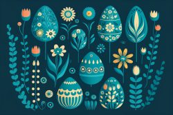 vector-easter-eggs-and-flowers-on-blue-2