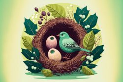 vector-easter-with-easter-eggs-in-the-nest-on-light-green-2