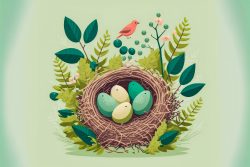 vector-easter-with-easter-eggs-in-the-nest-on-light-green-5