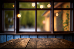 empty-old-wooden-table-with-window-bokeh-background