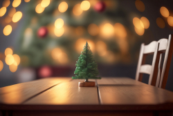 empty-wood-table-top-with-blur-christmas-tree-with-bokeh-light-background