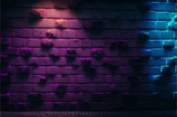 front-view-from-an-old-grunge-brick-wall-with-an-color-light-gradient-from-purple-to-cold-blue-3d-octane-render-3