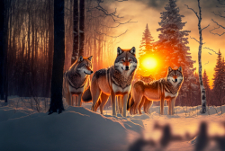 wolf-pack-in-winter-forest-at-sunset-6