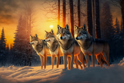 wolf-pack-in-winter-forest-at-sunset-7