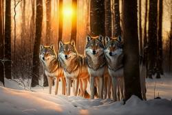 wolf-pack-in-winter-forest-at-sunset-8