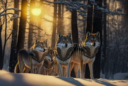 wolf-pack-in-winter-forest-at-sunset-9