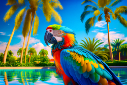very-colorful-parrot-in-the-pool-2