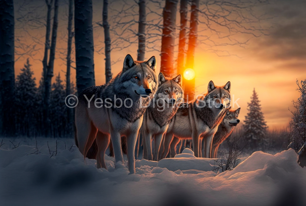 wolf-pack-in-winter-forest-at-sunset-10