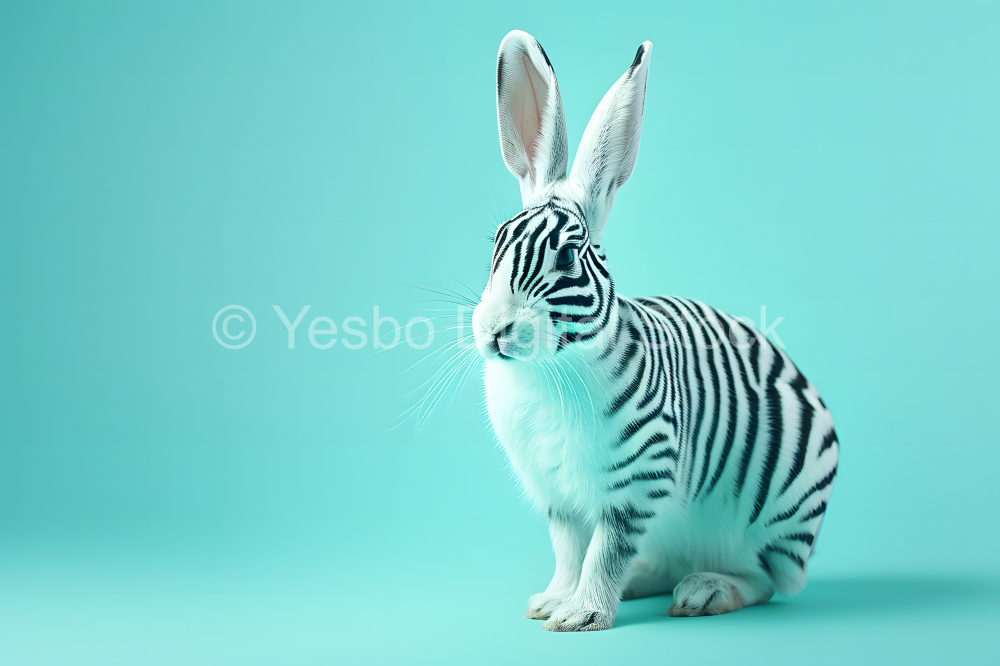 Cute bunny on color background, closeup. Animal husbandry