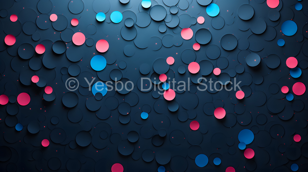 Abstract background with blue and red polka dots for website, business, print design template metallic metal paper pattern illustration wall