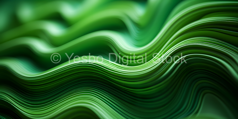 abstract background of green wavy fabric. 3d render illustration