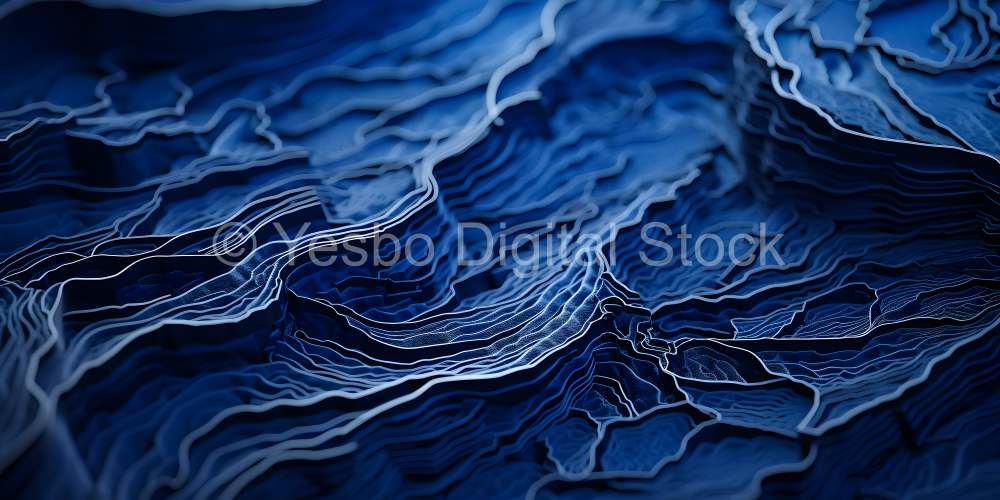 Abstract 3d rendering of wavy surface. Computer generated background.
