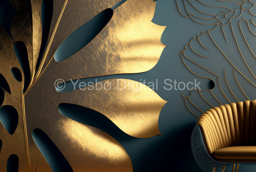 modern-wallpaper-pattern-in-nile-blue-and-gold-leaf-room