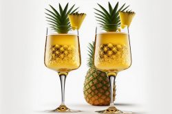 two-glasses-of-pineapple-champagne-cocktail-white-background
