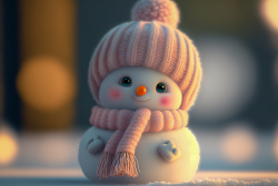 fluffy-cute-baby-snowman-woolen-scarf-big-knitted-hat-small-eyessitting-in-the-snow-4