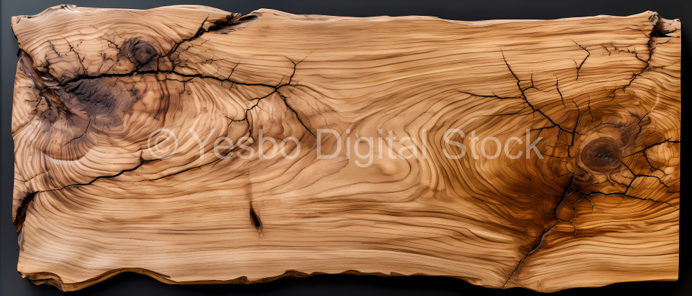 Wooden cutting board isolated on black background. Top view. Flat lay.