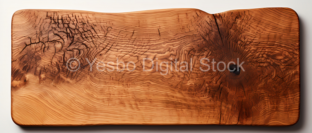 Wooden board isolated on white background with clipping path. Top view.