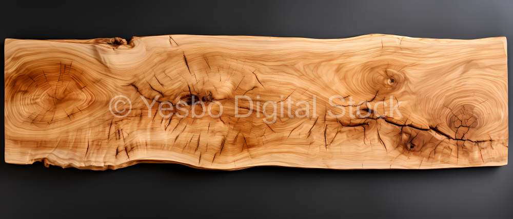 Wooden cutting board isolated on black background. Top view. Flat lay.
