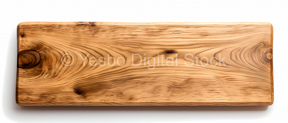 Wooden cutting board isolated on a white background. Top view.