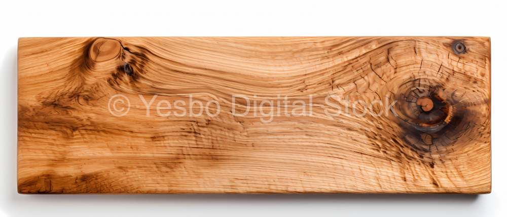 Wooden cutting board isolated on white background. Top view. Flat lay.