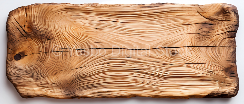 Wooden board isolated on white background with clipping path. Top view.