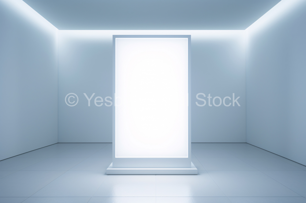 Blank white poster in the empty room.